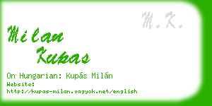 milan kupas business card