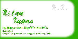 milan kupas business card